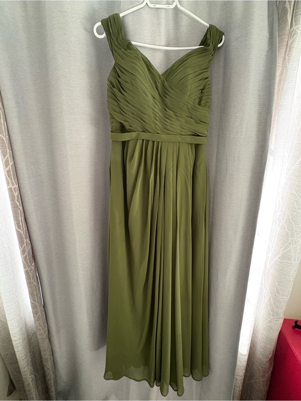 Olive Pleated Maxi Dress - Azazie